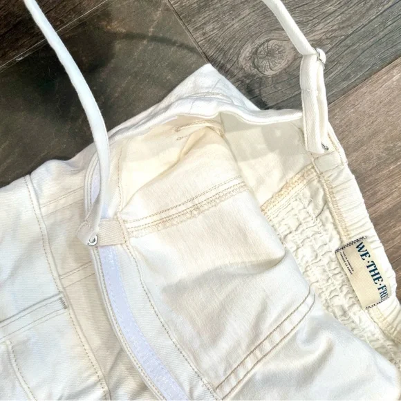 We The Free People NWOT Je Suis Pret Barrel Jumpsuit Size Large White Denim Zip - Picture 7 of 15